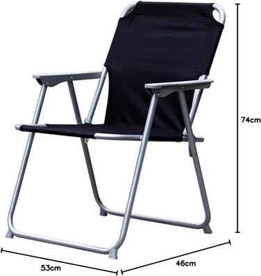 Крісло для кемпінгу Mojawo, розкладне крісло, тканина, оксфорд, чорний розкладне крісло, крісло рибалки, крісло директора, рибальське крісло, металеве, Ш 53 x Г 46 x В 74 см