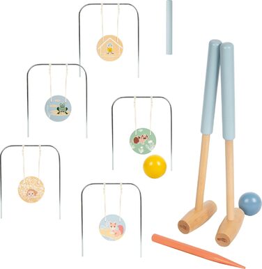 Маленький крокет Садові друзі з дерева, міцна гра на свіжому повітрі з милими мотивами тварин, для дітей віком від 3 років, 12646