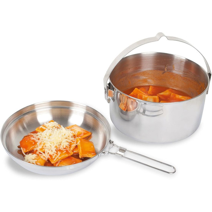 Чайник Tatonka для кемпінгу - каструля та сковорідка з нержавіючої сталі - з підвісною ручкою - підходить для використання на вогні, срібний, 2,5 літра, одинарний