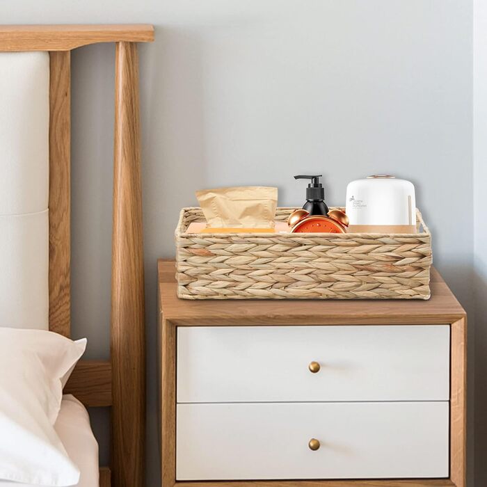 Плетений кошик для зберігання OUTBROS, набір з 2 шт. , плетені кошики з ротанга, декоративна скринька для зберігання, кошики-органайзери для полиць, кошики для зберігання, кошики для полиць, водяний гіацинт