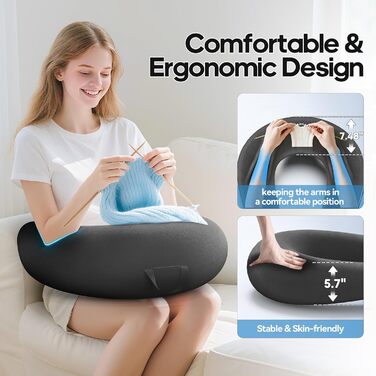 Ігрова та читацька подушка, подушка для читання для сидіння на ліжку/дивані/підлозі, подушка для годування/в&39язання гачком з великою та ергономічною ігровою подушкою, геймерська подушка для iPad/ноутбука - чорна