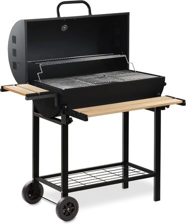 Візок для вугілля BBQ-Toro з кришкою Ø 80 x (L) 42 см Візок для вугілля преміум-класу мобільний, вкл. термометр, підставка для під