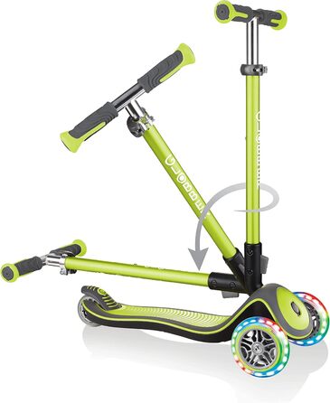 Самокат для дітей, 120/80 мм, ABEC 5, 3-колісний, регульований по висоті, світлодіодні колеса, салатовий
