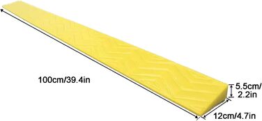 Портативний бордюрний пандус Yqyc, 100 × 12 × 5,5 см — легкий поріг для дверей, ванних кімнат, супермаркетів та гаражів (колір: чорний)