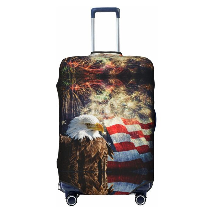 Чохол для валізи Пілотний кокпіт, захист від пилу та подряпин, принт з американським прапором, орлом та феєрверком, розмір 80 см
