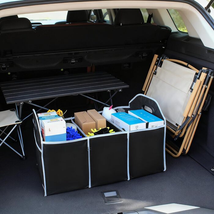 Складаний органайзер для багажника з 3 відділеннями, великої місткості, автомобільні ящики для зберігання, портативні водонепроникні сумки для багажника, універсальний для позашляховиків, пікапів, фургонів