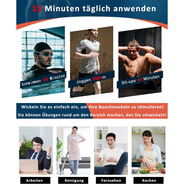 EMS тренажер для живота, м'язовий стимулятор (8 режимів, 30 рівнів)