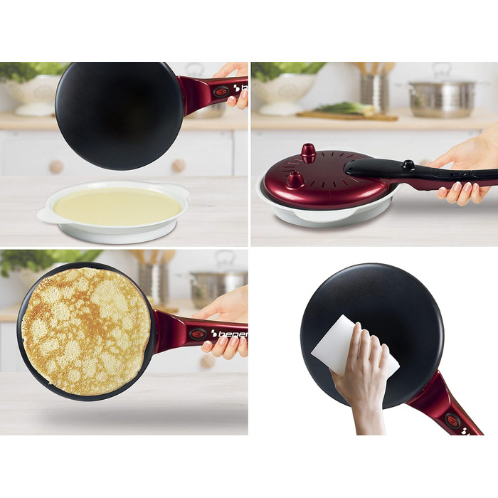 Електричний млинець червоний і чорний, електрична млинниця 800 Вт з ручкою, 710Y