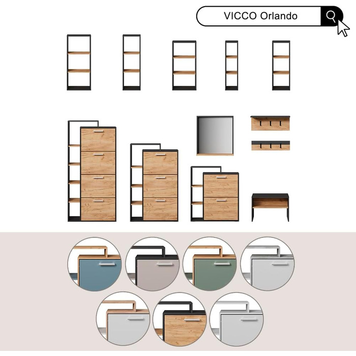 Окремостояча полиця Vicco Orlando, полиця для зберігання, антрацит/золотий дуб, 40 x 80,1 см антрацит/золотий дуб 80 x 40 см