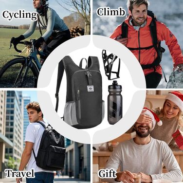 Велосипедний рюкзак-тримач, 15 л / 610 мл пляшка, Надлегкий, Текстиль, Чорний