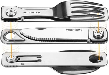 В 1 Кемпінгове начиння Знімні столові прибори Ніж Ложка Фрок для кемпінгу на природі, походів, Edelstahl, 1S 3