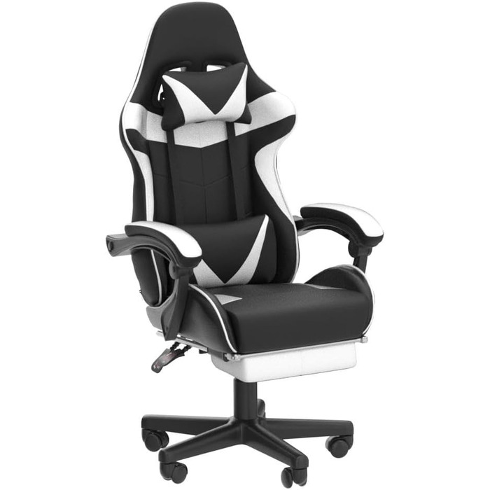 Ігрове крісло Soontrans з масажем, ігрове крісло з підставкою для ніг, підголівником та масажною подушкою для попереку, м&39які підлокітники, ергономічне ігрове крісло для геймерів, пряма трансляція з YouTube, Xbox (біле)