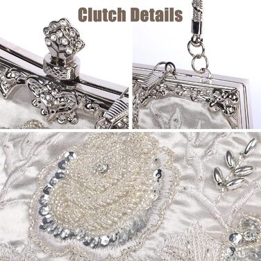 Жіночі клатчі Beaface, квіткові клатчі з бісером для жінок, вишиті клатчі для вечірок та весіль, жіночі сумочки-клатчі сріблястого кольору