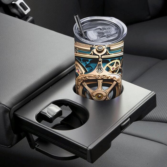 Кухоль з прямою трубочкою, 590 мл, стильний дизайн спорядження в стилі стімпанк, дорожній кухоль з принтом, підходить для кемпінгу, офісу та дому.