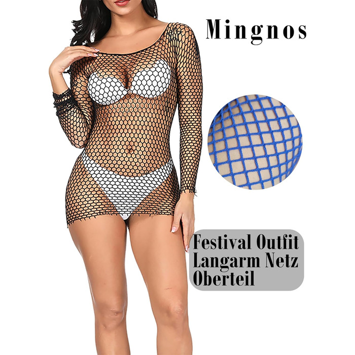 Жіночий сітчастий топ Mingnos, прозорий, довгі рукави, універсальний розмір