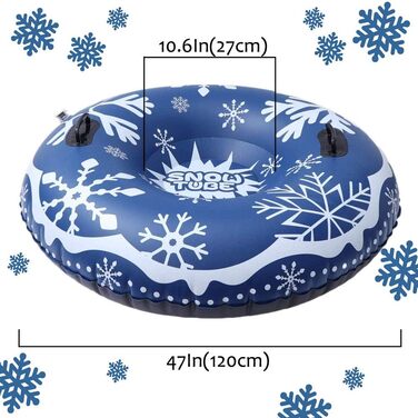 Надувні санки для дорослих дітей - JanTeelGO Snow Tube шина снігова шина розсувна шина 120см з ручками, стійка до подряпин, морозо