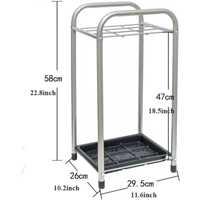 Тримач для парасольки LICONG-2020 - металева підставка для парасольки на 9 отворів, прямокутний тримач для парасольки зі знімним піддоном для крапель, для передпокою, дому, офісу, легка збірка, економія місця