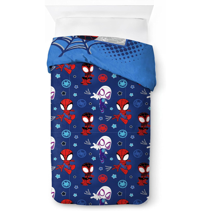 Комплект підковдри для однієї людини - включаючи наволочку 50x70 бавовна, теплу постільну білизну Marvel синього кольору - Павук і