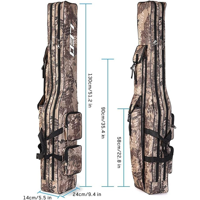 Сумка для вудилищ Achort чохол для вудилищ рибальський чохол, рибальська сумка з 2 відділеннями, рибальський ящик, вудки, аксесуари для риболовлі, стійкі до розривів, міцні, 130 см