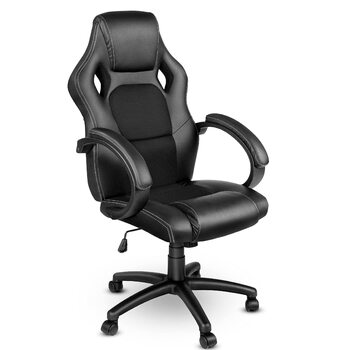 Крісло керівника TRESKO Racing, офісне крісло, обертове крісло, 14 варіантів кольорів, м&39які підлокітники, механізм нахилу, підйомник, сертифіковане SGS, чорне