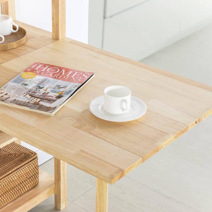 Розкладний обідній стіл SoBuy FWT70-N з полицею, обідній стіл з каучукового дерева, розкладний кухонний стіл, письмовий стіл, дерев&39яний стіл для кухні, їдальні, приблизні розміри 98 x 126 x 60 см (Ш x В x Г)