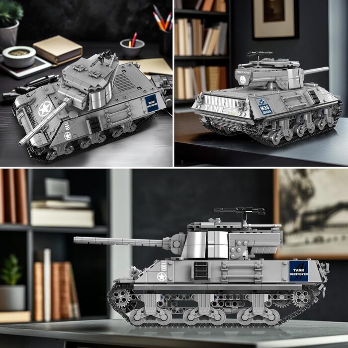 Військовий подарунок для дорослих Набір затискних блоків для танків, 20034 Technic Tank Building Blocks, 1057 Pieces M26 Remoteled