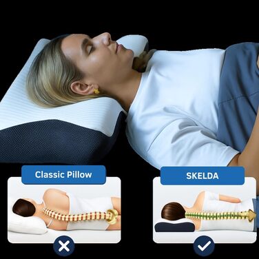 Подушка Skelda Remium Relief, новинка 2026 року. Ергономічна подушка для сну Skelda зі знімним чохлом, комфортна подушка з піни з ефектом пам&39яті, регульована, дихаюча, подушка з підтримкою шиї для сну на боці та на спині, біла.