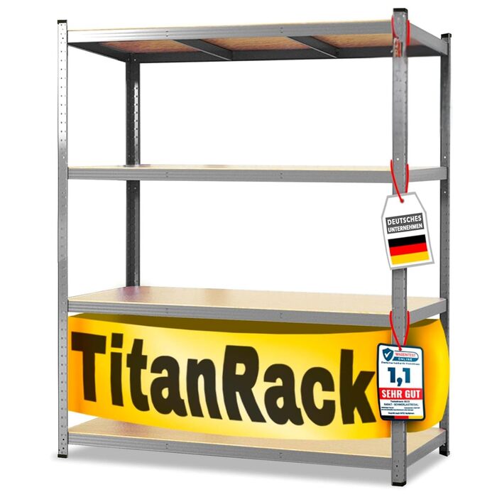 Високоміцний стелаж KARAT 200x150x60 см, оцинкований металевий стелаж широкого прольоту, стелажі для майстерні, полиця для майстерні, безболтовий стелаж, полиця для зберігання (TitanRack Big) 200 x 150 x 60 см, оцинкований