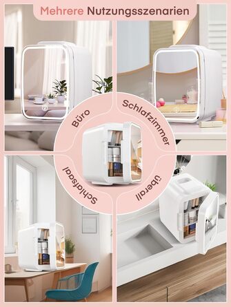 Міні-холодильник FOHERE 5 л зі світлодіодним дзеркалом, 220 В змінного струму / 12 В постійного струму, холодильник для напоїв, не