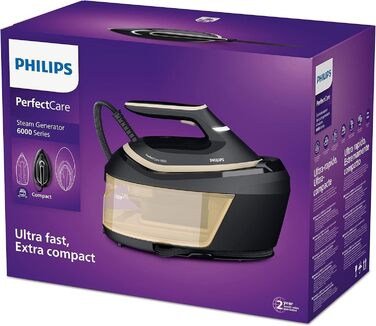 Парова прасувальна станція Philips PerfectCare 6000 - 2400 Вт, паровий удар 600 г, 8 бар, технологія OptimalTEMP, резервуар для во