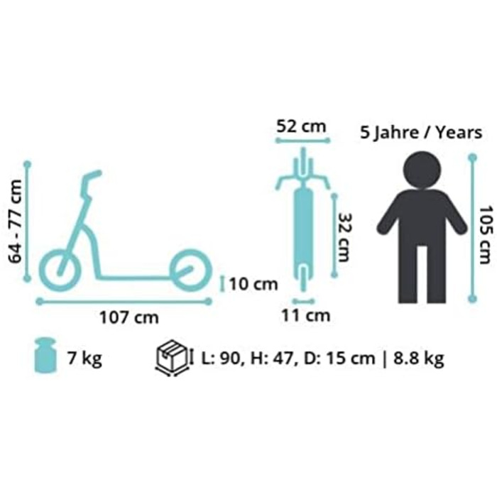 Дитячий педальний самокат від 5 років City Kick Scooter Повітряні шини регульовані по висоті 10-дюймові нове покоління м'ята