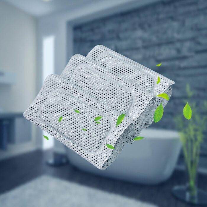 Килимок для ванни Mr.do з подушкою, білий, м&39який, нековзний, антибактеріальний, спінений ПВХ (14,2 x 49,2 дюйма)