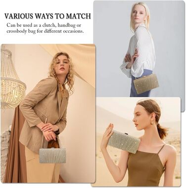 Жіноча блискуча сумка-клатч Pahajim, елегантна маленька сумочка, сумка для весілля, вечірки, побачення (срібна), 2 шт.