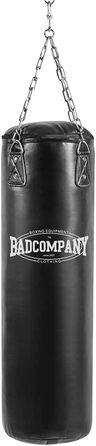 Боксерська груша Bad Company з міцним сталевим ланцюгом з чотириточковим кріпленням Вінілова боксерська груша, з наповнювачем/без наповнювача 80/100/120/150/180 x 35 см - Чорна 100 x 35 см з наповнювачем
