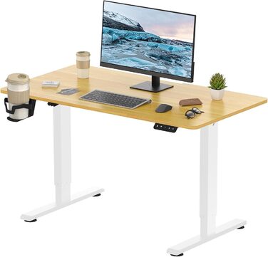 ПОВНИЙ СТІЛЬНИК Стіл з регульованою висотою 110x60 см Електричний стіл стоячи Стіл з регульованою висотою стоячи Стіл сидячи та стоячи з функцією пам&39яті (клен) Білийклен 110 x 60 см