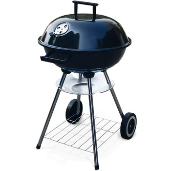 Мангал для вугілля Ø 44 см, мангал на 4 особи, мобільний чайник-мангал з кришкою для подорожей/саду/балкону Чорний