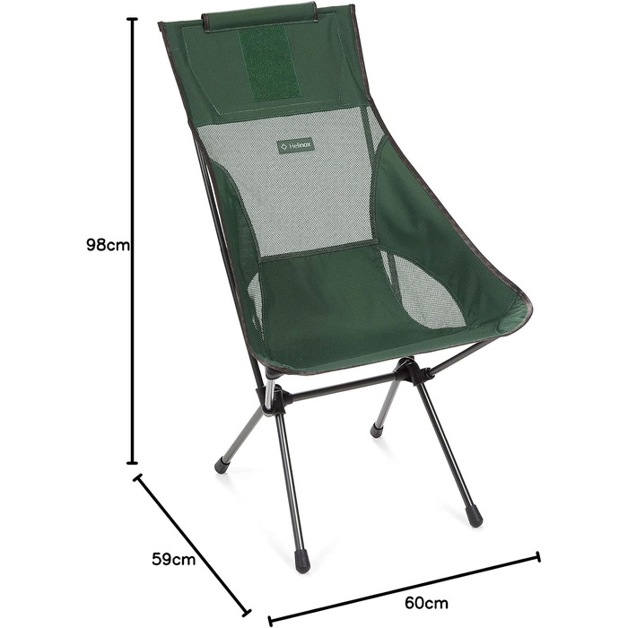 Крісло Helinox Sunset Завдяки своїй подовженій конструкції це крісло може бути найкращим поєднанням місця для зберігання, комфорту та підтримки (лісовий зелений)