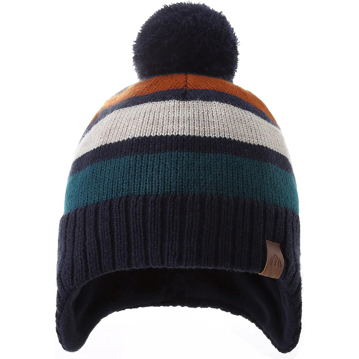 Зимова шапка-вушанка з помпонами для дівчаток, в&39язана, розмір 51, комплект у зелену смужку