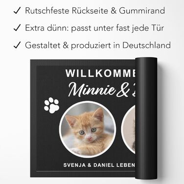 Унікальний та персональний килимок для котів Подарунок на новосілля Подарунок на квартиру Килимок для дверей на переїзд Килимок для бруду для використання в приміщенні 60x40 см (2 коти)