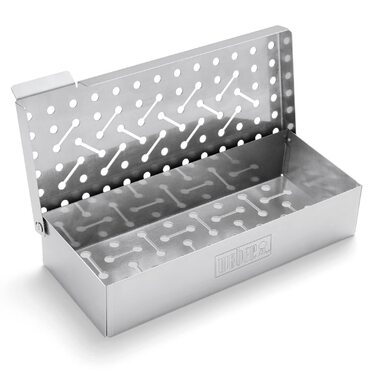Коптильня Weber Rucherbox (24 x 12 x 5 см) з нержавіючої сталі з вентиляційними отворами для газових грилів, срібляста (7576)