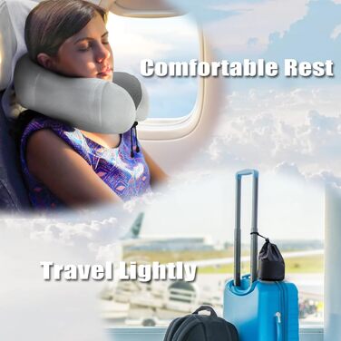 FANHOMAS Neck Pillow Airplane, Travel Pillow Memory Foam, U-shaped Travel Neck Pillow Neck Pillow Adults with Sleep Mask and Earplags Bring Along for Airplane Car Office - Grey (Gray), FANHOMAS Neck Pillow Airplane, Travel Pillow Memory Foam, U-shaped Tra