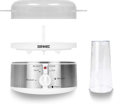 Яйцеварка Duronic EB35 WE До 7 зварених яєць Налаштування твердості м'яка середня тверда Функція варіння яєць У комплекті мірний г