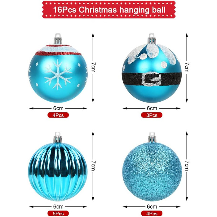 Набір різдвяних кульок 16 предметів сині Bluelves