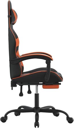 Зручне ігрове крісло з регульованим сидінням та функцією нахилу спинки, чорно-помаранчеве штучна шкіра Модель 3143860