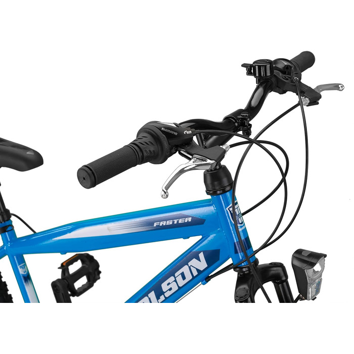 Гірський велосипед Talson 26 дюймів з 21-швидкісною коробкою передач Shimano, передньою підвіскою та ліхтарями, синій