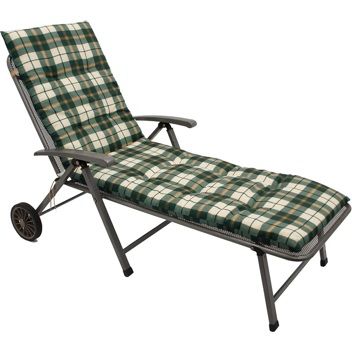 Подушка для шезлонгу Boston для шезлонгу Garden Lounger 58 x 190 см, зелена/бежева в клітинку