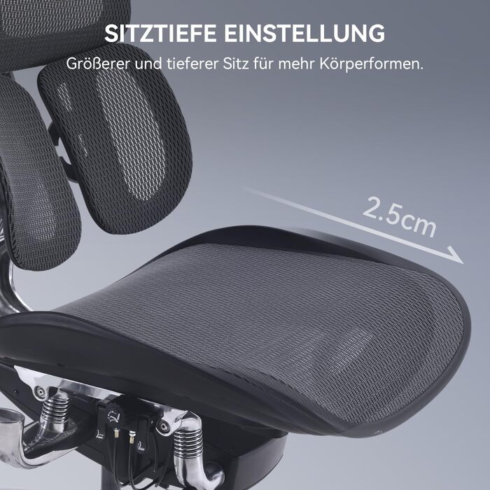 Ергономічне офісне крісло SIHOO Doro S300 ПЕРЕМОЖЕЦЬ ТЕСТУ, комп&39ютерне крісло, з подвійною динамічною системою поперекової підтримки, 6D координовані підлокітники, регульоване крісло для інвалідного візка (чорна оксамитова сітка) чорного кольору, функц