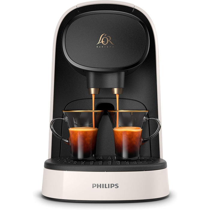 Кавоварка Philips Barista, сумісна з одинарними або подвійними капсулами, тиск 19 бар, резервуар 1 л, включно з дегустаційним набором, білий