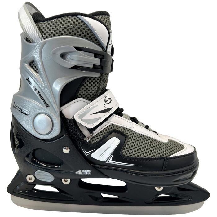 Ковзани Cox Swain Push з регулюванням, взуття для катання на ковзанах для дітей, підлітків та дорослих вагою до 100 кг, попередньо заточене лезо з нержавіючої сталі, м&39який черевик, чорний розмір S (33-36) чорний L (40-43)