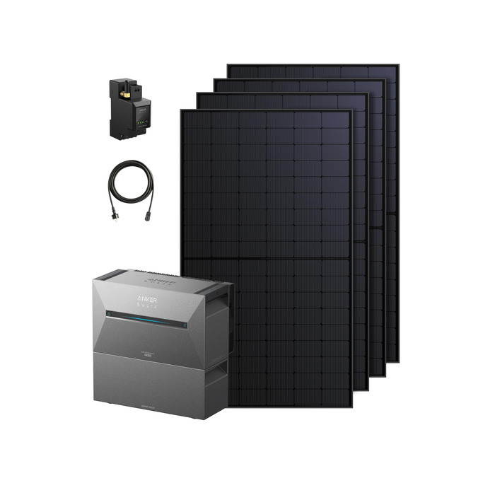 Балконна електростанція Anker SOLIX з накопичувачем, Solarbank 3 E2700 Pro (2680 Втгод), BP2700 (2680 Втгод), 4 сонячні панелі по 500 Вт, 4 MPPT (3600 Вт), до 16 кВтгод, 1200 Вт двонаправлений, Anker Intelligence, Plug&Play E2700 Pro500 Вт*4BP2700